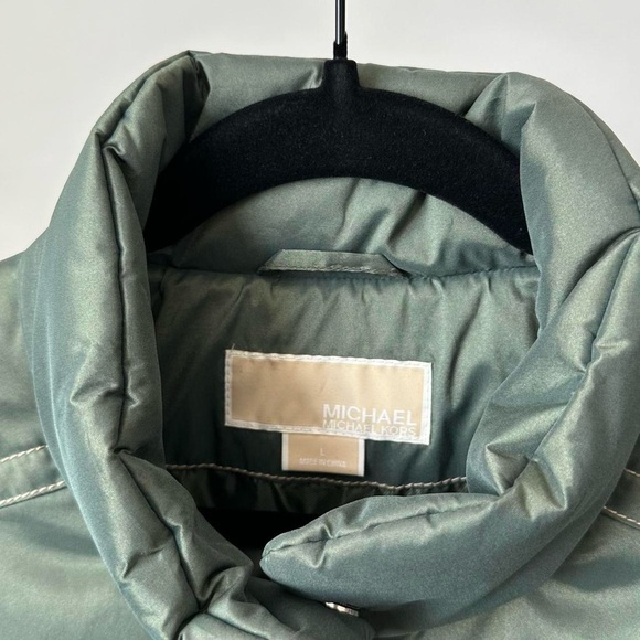 MICHAEL KORS Green Waterfowl Down Quilted Puffer Jacket Winter Coat Size- Large - Picture 9 of 11